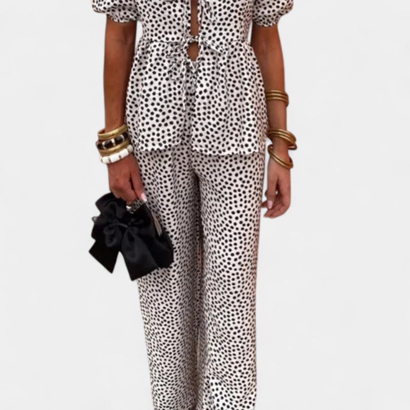 Gleame.-Outfit sets-Gleame twee-delige sets - Casual dames twee-delige jumpsuit met hoge taille en wijde pijpen