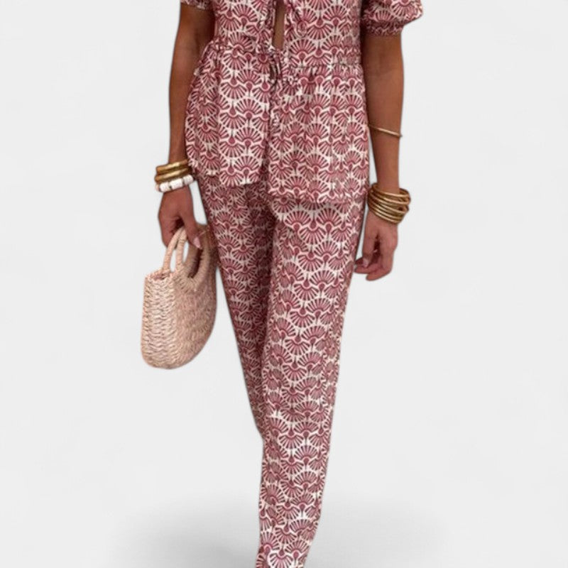 Gleame.-Outfit sets-Gleame twee-delige sets - Casual dames twee-delige jumpsuit met hoge taille en wijde pijpen