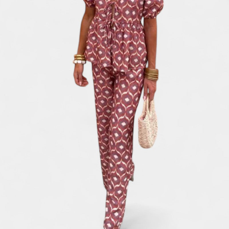 Gleame.-Outfit sets-Gleame twee-delige sets - Casual dames twee-delige jumpsuit met hoge taille en wijde pijpen