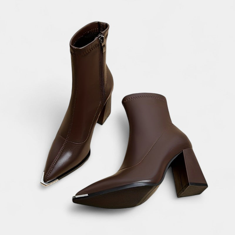 Gleame.-Schoenen-Gleame Dameslaarzen - Enkellaarzen met puntige neus en ritssluiting