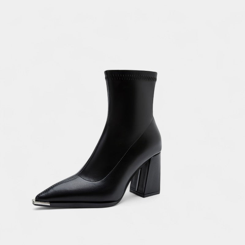 Gleame.-Schoenen-Gleame Dameslaarzen - Enkellaarzen met puntige neus en ritssluiting