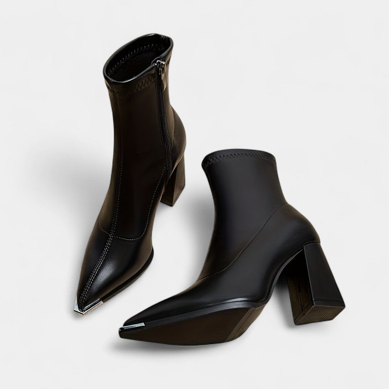 Gleame.-Schoenen-Gleame Dameslaarzen - Enkellaarzen met puntige neus en ritssluiting