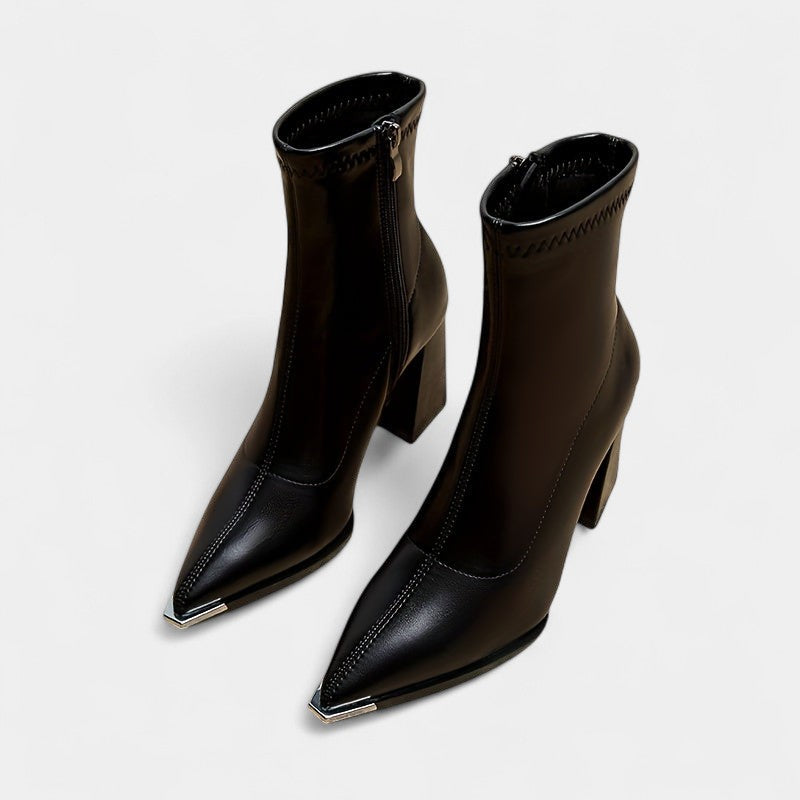 Gleame.-Schoenen-Gleame Dameslaarzen - Enkellaarzen met puntige neus en ritssluiting