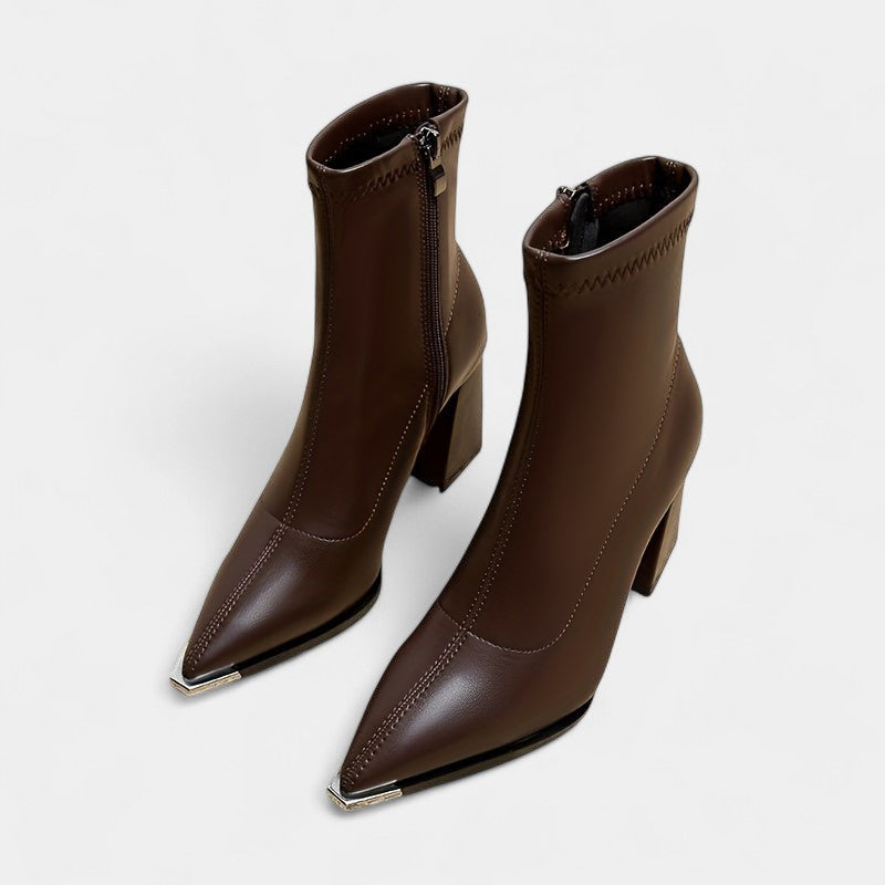 Gleame.-Schoenen-Gleame Dameslaarzen - Enkellaarzen met puntige neus en ritssluiting