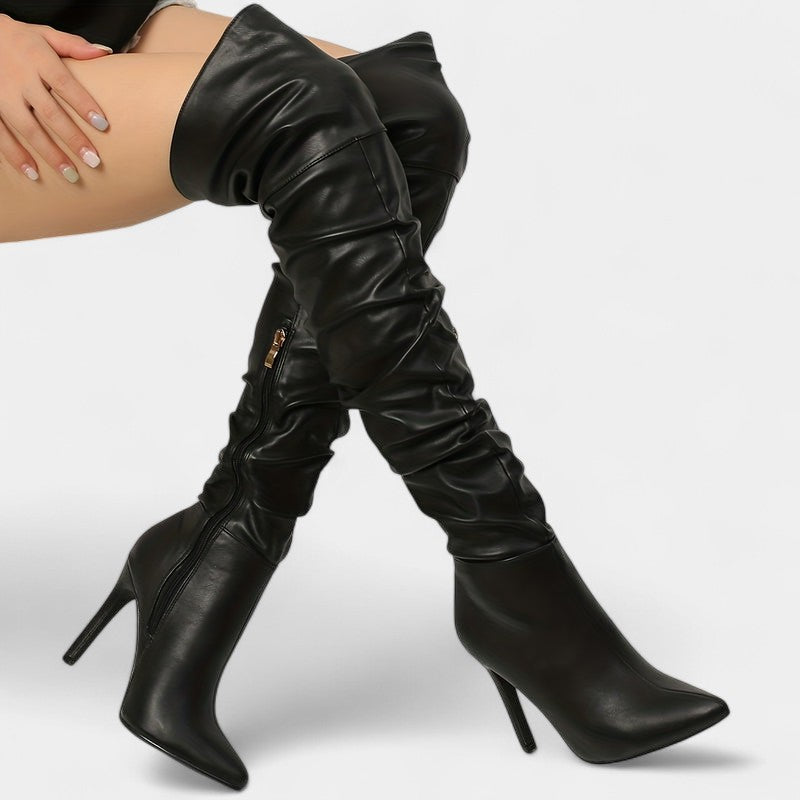 Gleame.-Schoenen-Gleame Dameslaarzen - Hoge laarzen met hoge hak en ritssluiting aan de zijkant