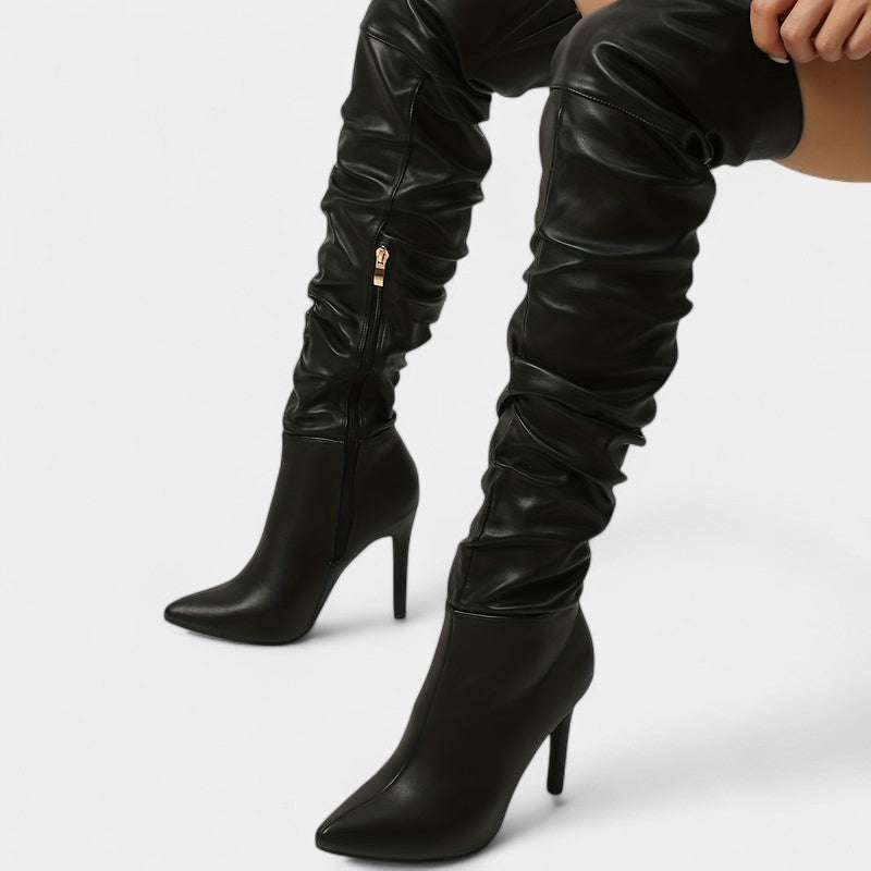 Gleame.-Schoenen-Gleame Dameslaarzen - Hoge laarzen met hoge hak en ritssluiting aan de zijkant