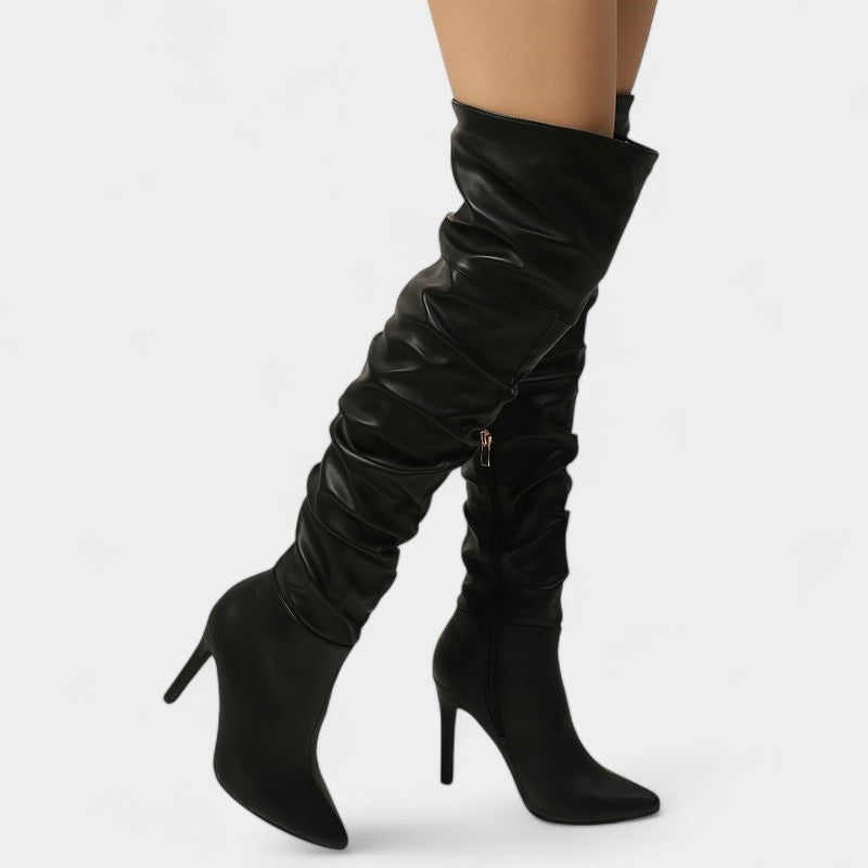 Gleame.-Schoenen-Gleame Dameslaarzen - Hoge laarzen met hoge hak en ritssluiting aan de zijkant