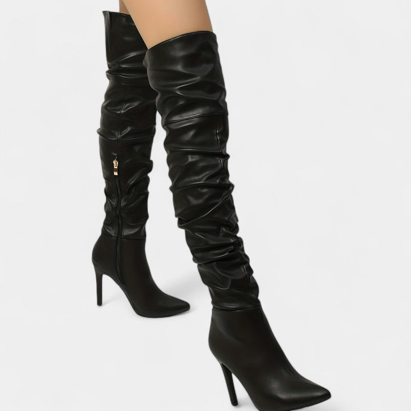 Gleame.-Schoenen-Gleame Dameslaarzen - Hoge laarzen met hoge hak en ritssluiting aan de zijkant