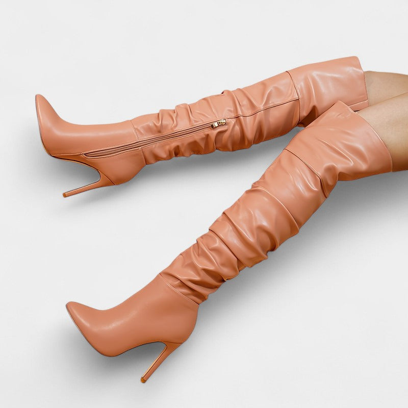 Gleame.-Schoenen-Gleame Dameslaarzen - Hoge laarzen met hoge hak en ritssluiting aan de zijkant