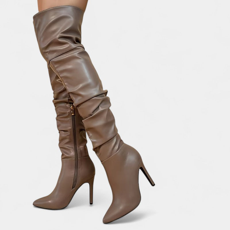 Gleame.-Schoenen-Gleame Dameslaarzen - Hoge laarzen met hoge hak en ritssluiting aan de zijkant