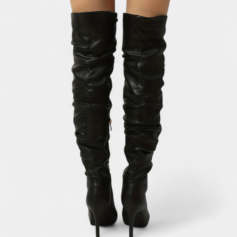 Gleame.-Schoenen-Gleame Dameslaarzen - Hoge laarzen met hoge hak en ritssluiting aan de zijkant