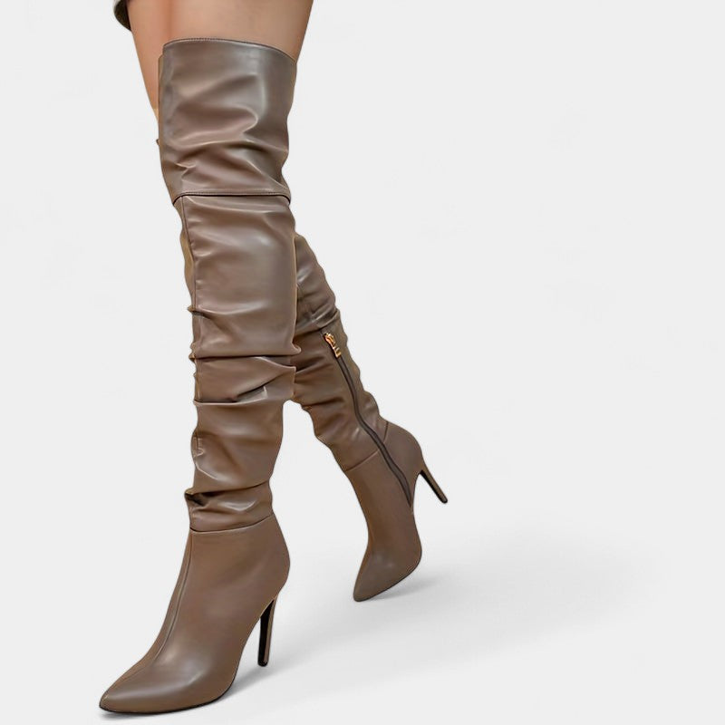 Gleame.-Schoenen-Gleame Dameslaarzen - Hoge laarzen met hoge hak en ritssluiting aan de zijkant