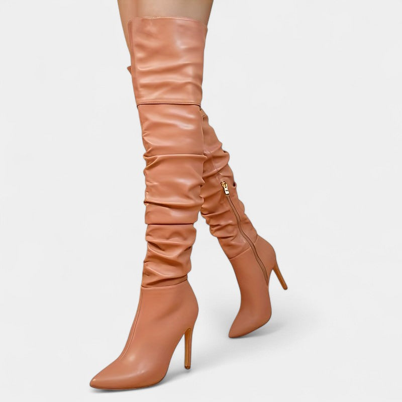 Gleame.-Schoenen-Gleame Dameslaarzen - Hoge laarzen met hoge hak en ritssluiting aan de zijkant