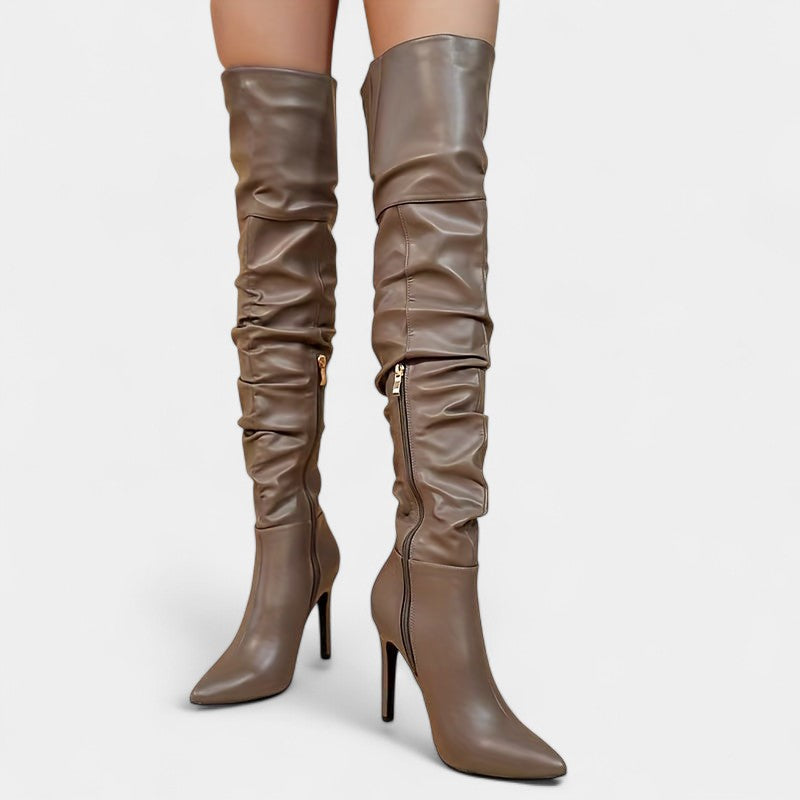 Gleame.-Schoenen-Gleame Dameslaarzen - Hoge laarzen met hoge hak en ritssluiting aan de zijkant