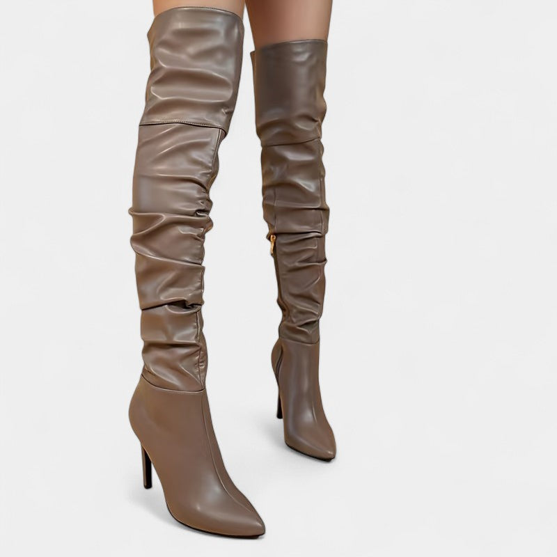 Gleame.-Schoenen-Gleame Dameslaarzen - Hoge laarzen met hoge hak en ritssluiting aan de zijkant