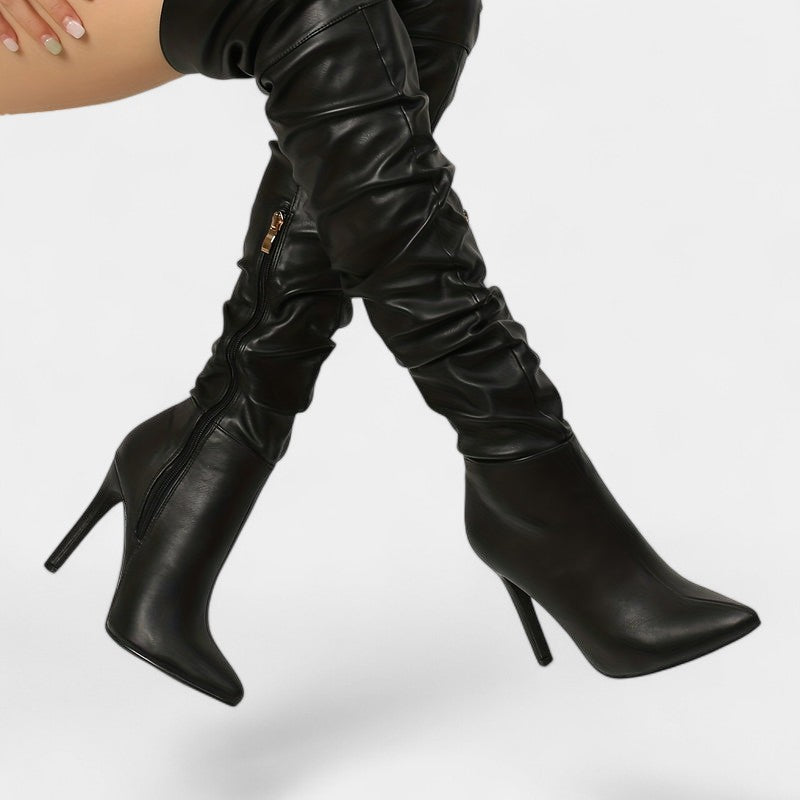 Gleame.-Schoenen-Gleame Dameslaarzen - Hoge laarzen met hoge hak en ritssluiting aan de zijkant