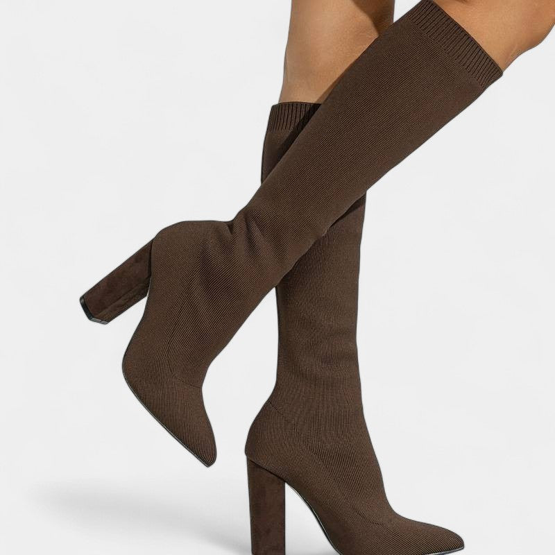 Gleame.-Schoenen-Gleame Dameslaarzen - Kniehoge laarzen met stretch en blokhak
