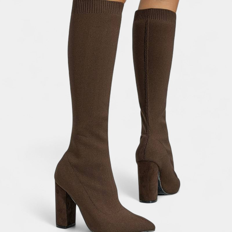 Gleame.-Schoenen-Gleame Dameslaarzen - Kniehoge laarzen met stretch en blokhak