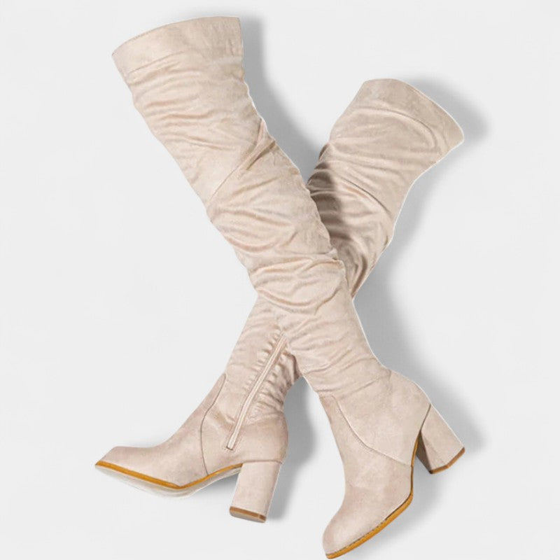 Gleame.-Schoenen-Gleame Dameslaarzen - Overknee laarzen met blokhak en ritssluiting