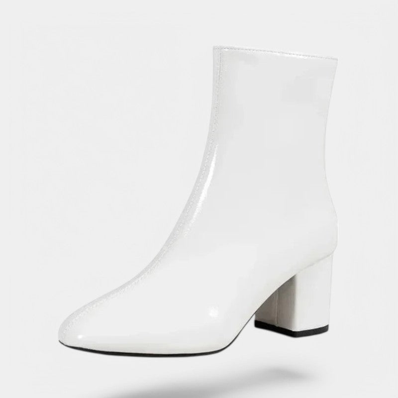 Gleame.-Schoenen-Gleame Enkellaarsjes - Witte laarsjes met zijrits en midheel