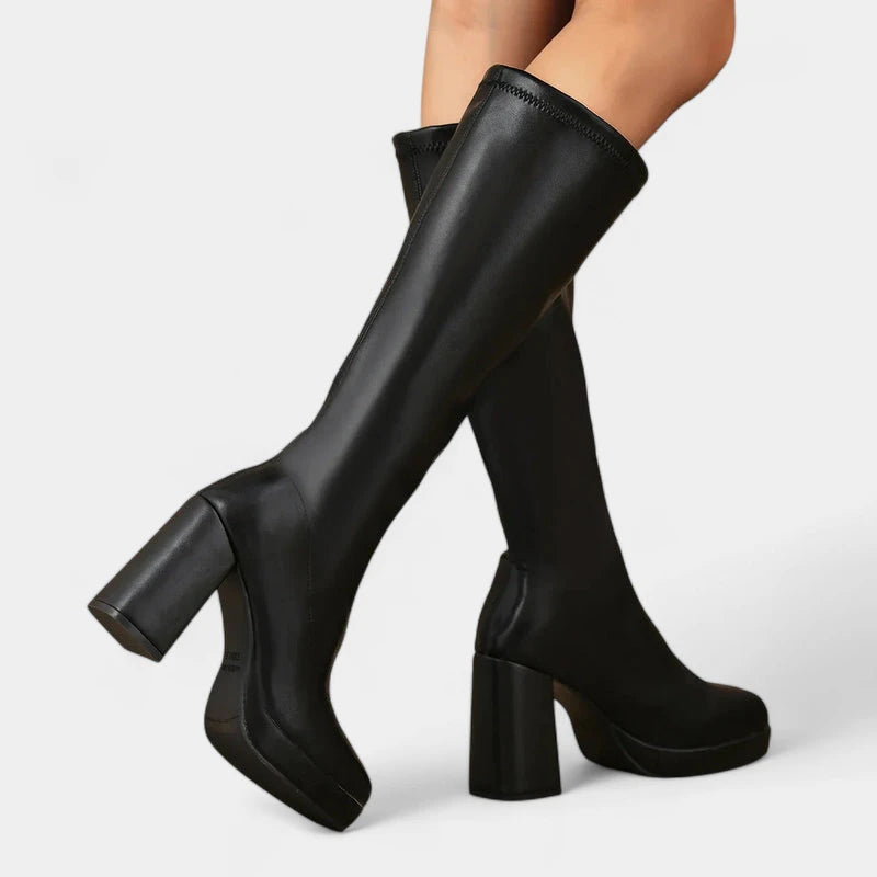 Gleame.-Schoenen-Gleame Laarzen - Dames over-the-knee laarzen met veters en blokhak
