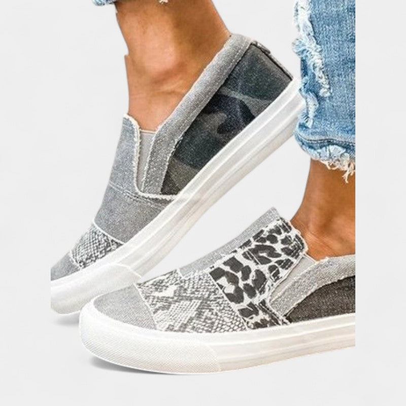 Gleame.-Schoenen-Gleame Sneakers - Vrouwelijke casual platte sneakers in denim