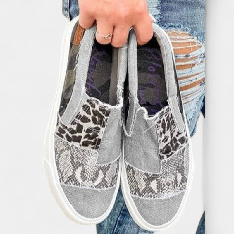 Gleame.-Schoenen-Gleame Sneakers - Vrouwelijke casual platte sneakers in denim