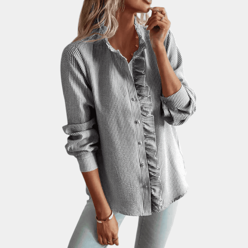 Gleame.-Shirts & Tops-Gleame Blouse - Elegante dames blouse met lange mouwen en ruches