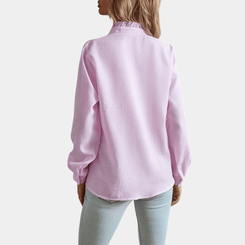 Gleame.-Shirts & Tops-Gleame Blouse - Elegante dames blouse met lange mouwen en ruches