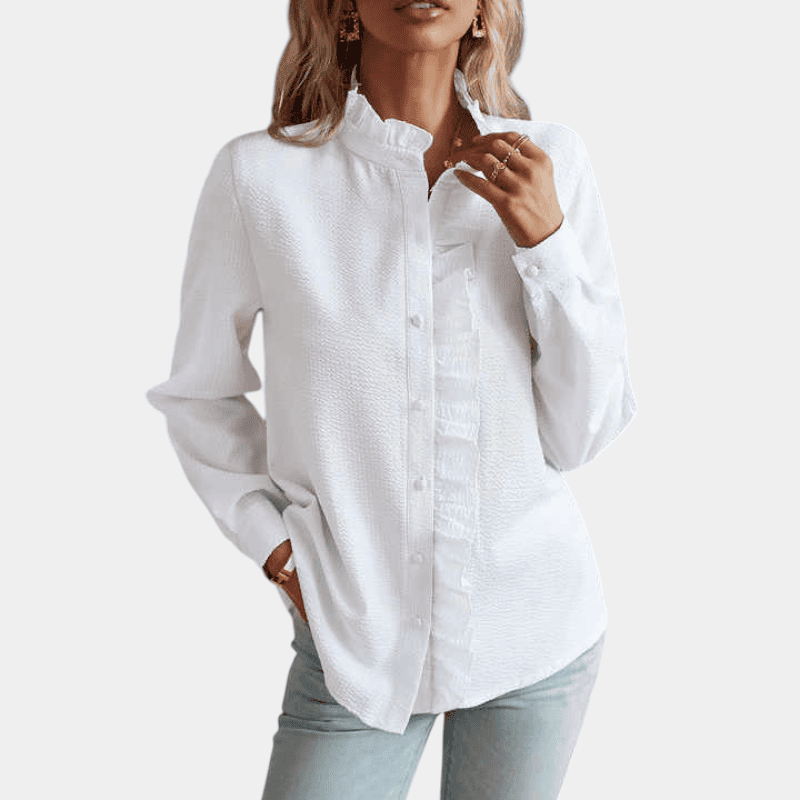Gleame.-Shirts & Tops-Gleame Blouse - Elegante dames blouse met lange mouwen en ruches