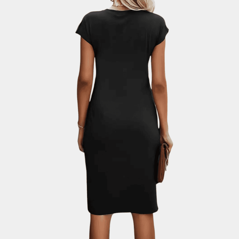 Gleame.-Short dress-Gleame Jurk - Tijdloze midi dress met korte mouwen en subtiel plooidetail