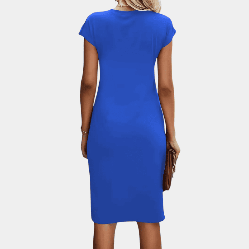 Gleame.-Short dress-Gleame Jurk - Tijdloze midi dress met korte mouwen en subtiel plooidetail