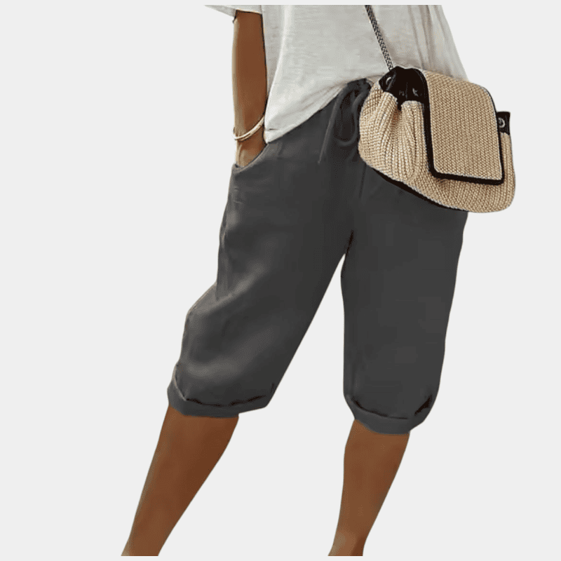 Gleame.-Shorts-Gleame Korte broek - Comfortabele linnen driekwart broek met elastische taille