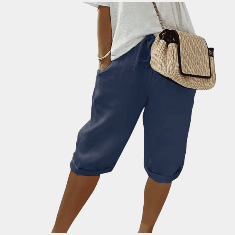 Gleame.-Shorts-Gleame Korte broek - Comfortabele linnen driekwart broek met elastische taille