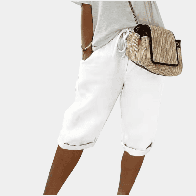 Gleame.-Shorts-Gleame Korte broek - Comfortabele linnen driekwart broek met elastische taille