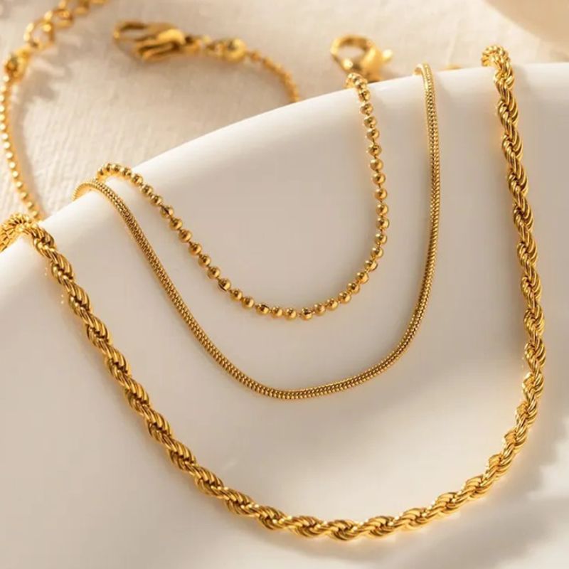 Gleame.-Sieraden-Gleame Armbandenset - Set van 3 18K goud vergulde armbanden