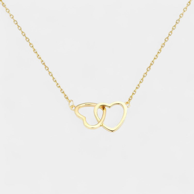 Gleame.-Sieraden-Gleame Ketting - Dames gold plated dubbele hartjes ketting