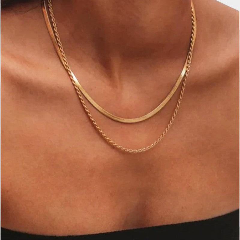 Gleame.-Sieraden-Gleame Ketting - Dubbele gelaagde ketting in goud