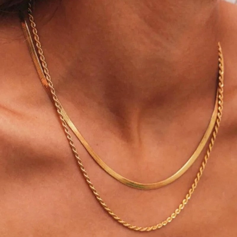 Gleame.-Sieraden-Gleame Ketting - Dubbele gelaagde ketting in goud