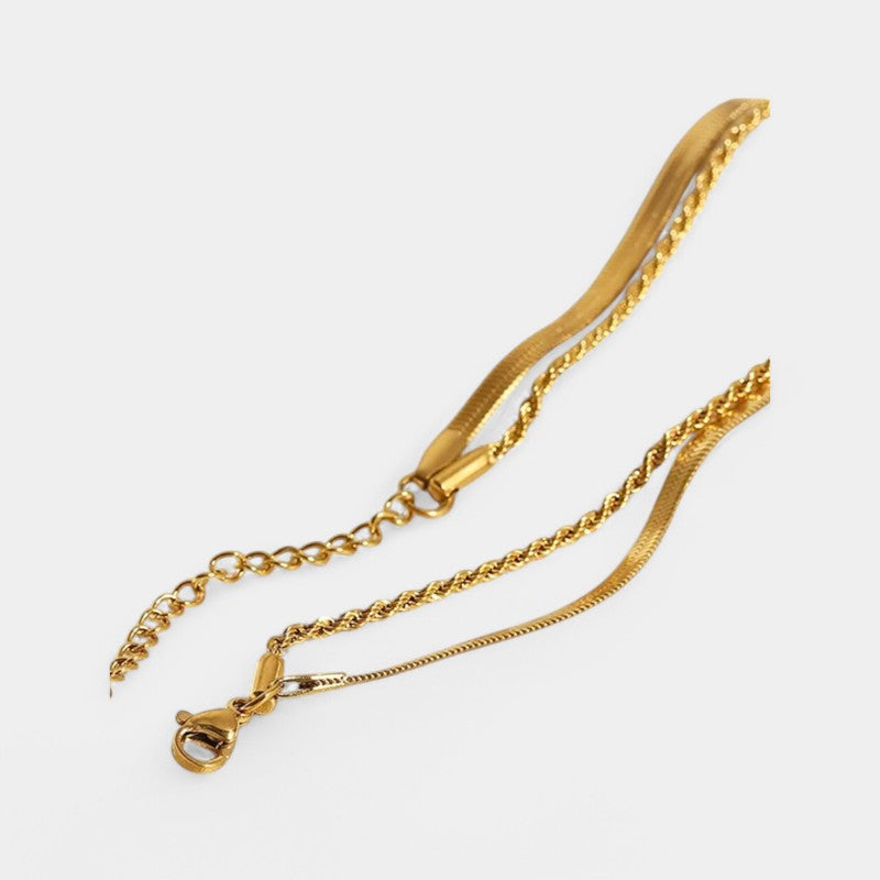 Gleame.-Sieraden-Gleame Ketting - Dubbele gelaagde ketting in goud