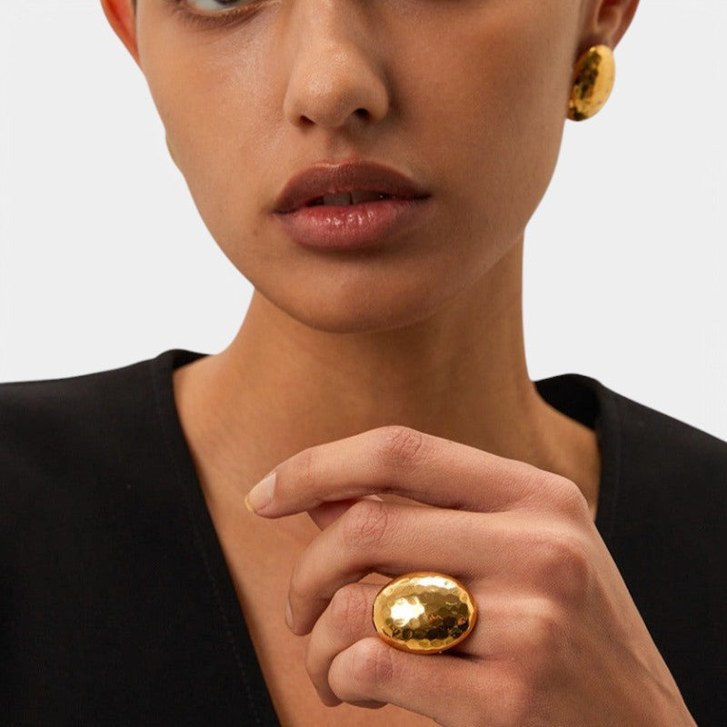 Gleame.-Sieraden-Gleame Ring - 18K gouden geplateerde RVS ovale sieradenring