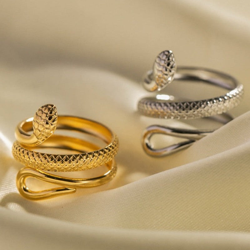 Gleame.-Sieraden-Gleame Ring - 18K gouden geplateerde RVS slangontwerp ring