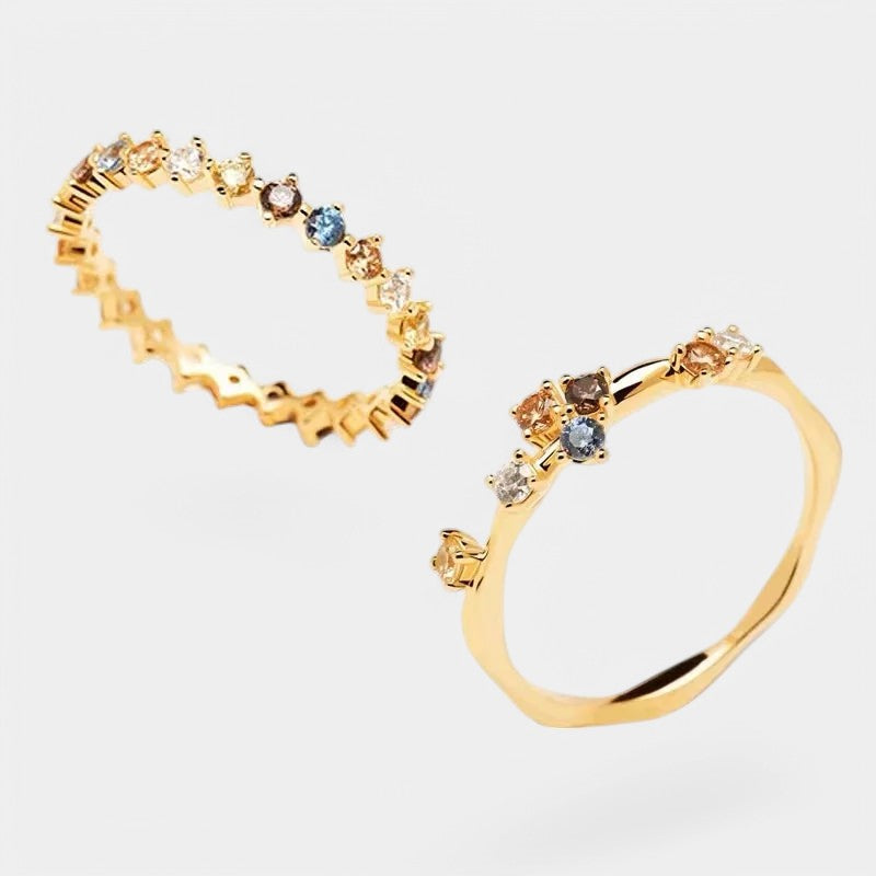 Gleame.-Sieraden-Gleame Ring - 925 sterling zilveren ring met gekleurde steentjes