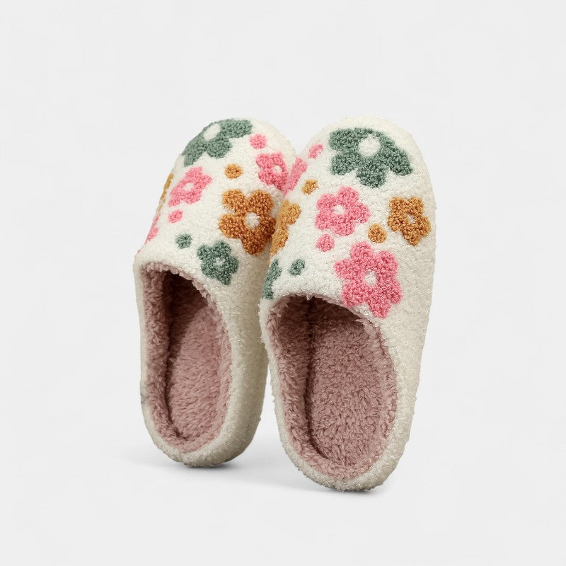 Gleame.-Sloffen-Gleame Dames Pantoffels - Gezellige sloffen met geborduurd bloemendesign