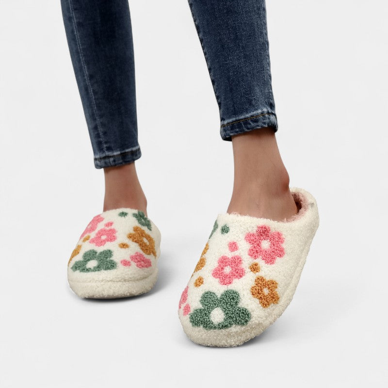 Gleame.-Sloffen-Gleame Dames Pantoffels - Gezellige sloffen met geborduurd bloemendesign