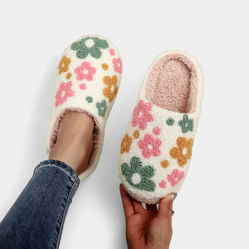 Gleame.-Sloffen-Gleame Dames Pantoffels - Gezellige sloffen met geborduurd bloemendesign
