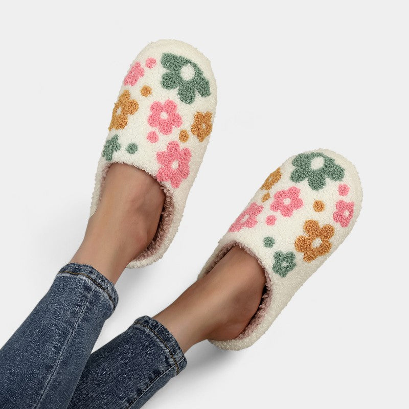 Gleame.-Sloffen-Gleame Dames Pantoffels - Gezellige sloffen met geborduurd bloemendesign
