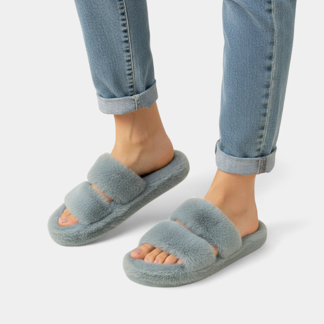 Gleame.-Sloffen-Gleame Dames Slippers – Open pantoffels met dubbele band en zachte voering