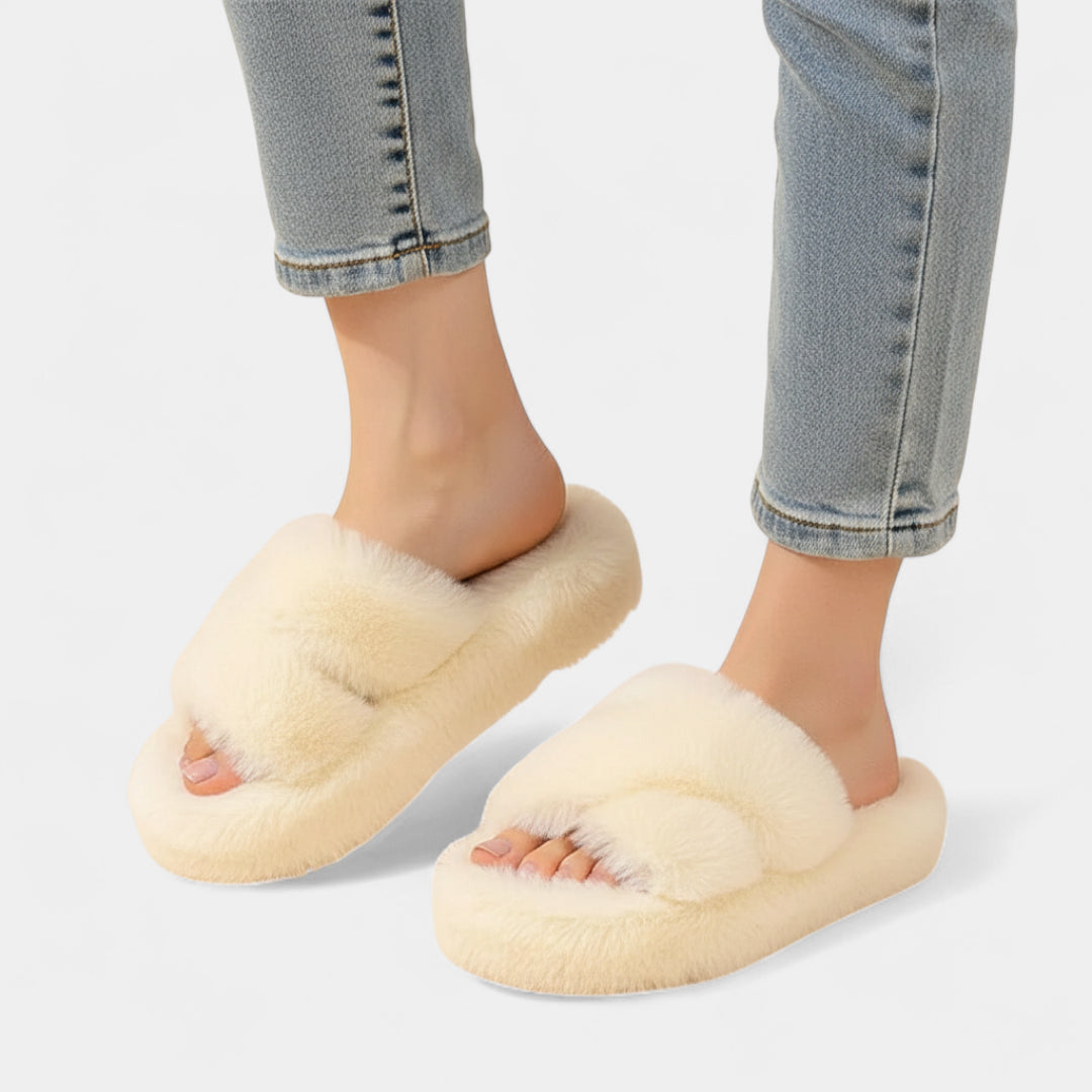 Gleame.-Sloffen-Gleame Dames Slippers – Open pantoffels met dubbele band en zachte voering