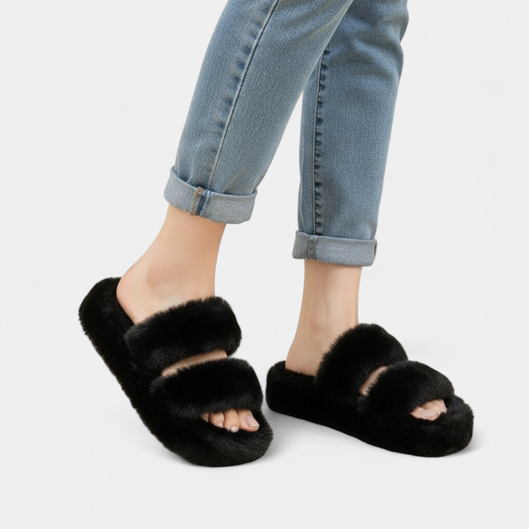 Gleame.-Sloffen-Gleame Dames Slippers – Open pantoffels met dubbele band en zachte voering